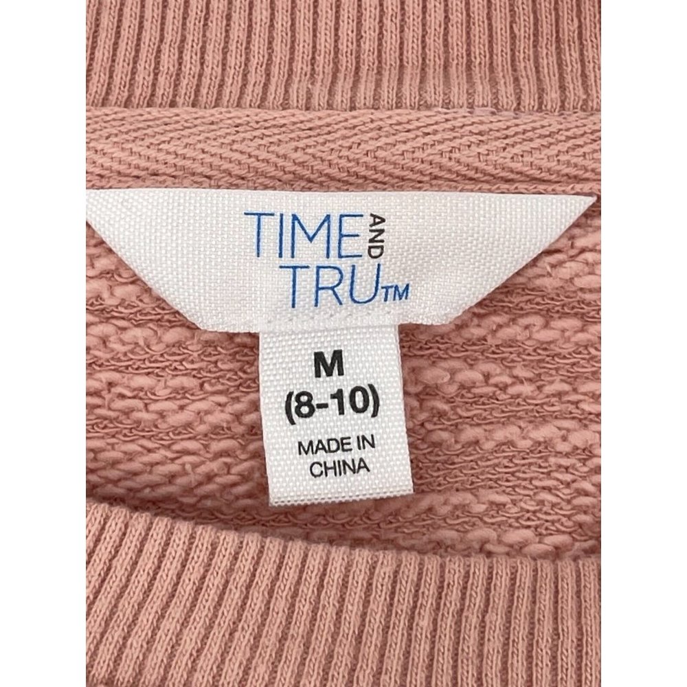Time and Tru Women's Pink Balloon Sleeve Crop Sweatshirt Top Size M 8-10 - Picture 7 of 13